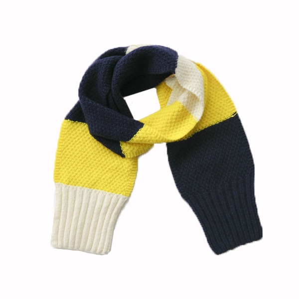気仙沼ニッティング　カシミヤマフラー　〔ネイビー・黄色・白〕 ※11/16まで期間限定販売　送料無料