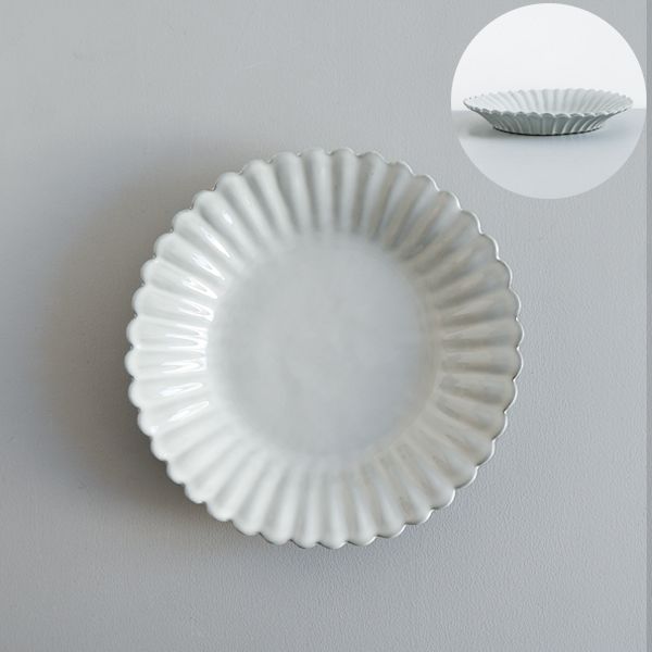 上國料正記　輪花皿　白　Φ20.5cm　