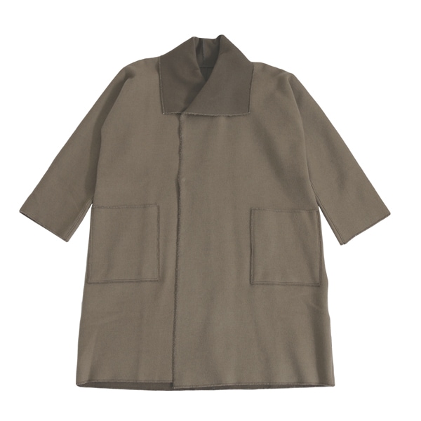 MITTAN　ウールリバーコート厚　薄茶×茶　送料無料