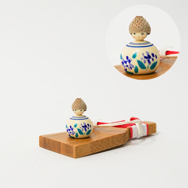 どんぐりこけし　花柄　羽子板　セット　model　F1227A　身長2.5ｃｍ