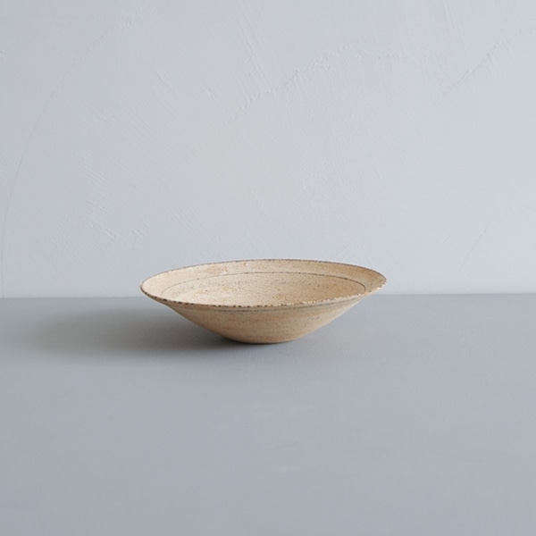 二階堂明弘　やきしめリム皿　小　（黄）　Φ16ｃｍ　Ｈ4ｃｍ（おまかせ）