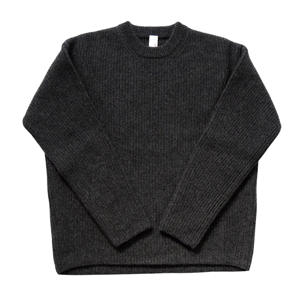 780172　ウールカシミア畦クルーネック　Charcoal