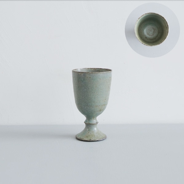 髙田志保　灰釉高杯　Φ5.5cm　H10cm