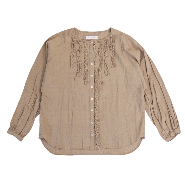 GUPTIHA　HAND SPAN COTTON LINEN　Frill blouse　Flax Beige　送料無料