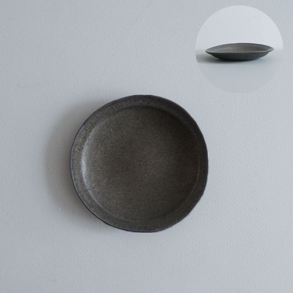 馬場勝文　黒釉リム細5寸取皿　Φ15cm