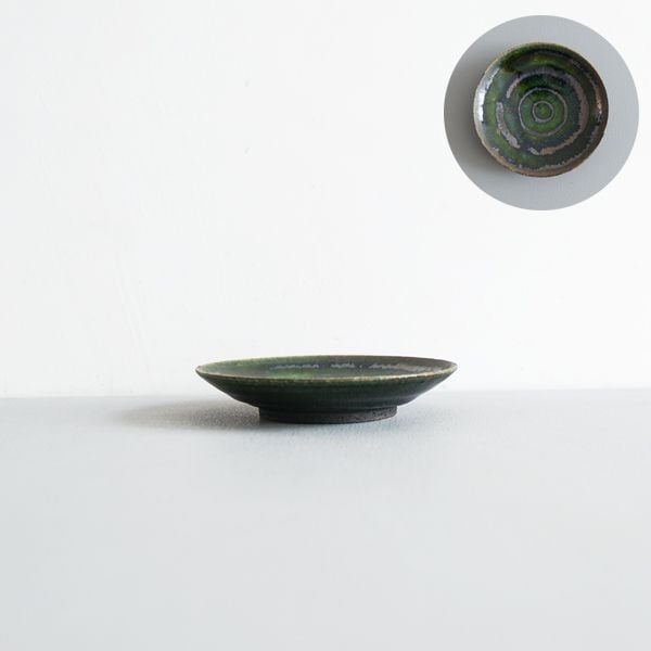 黒木泰等　織部蛇ノ目小皿　φ11cm　H2cm　