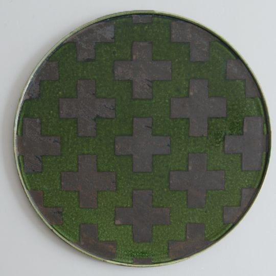 黒木泰等　織部十字文大皿　Model・A　φ40cm　H1.5cm　