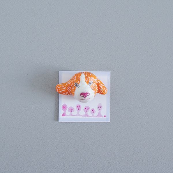 福田十糸子　ブローチ　犬頭　B