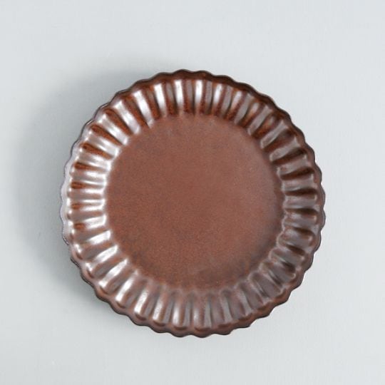 上國料正記　輪花大皿　ブロンズ　Φ26ｃｍ