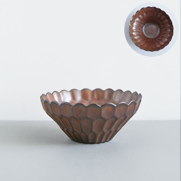 上國料正記　六角紋中鉢　ブロンズ　H6.5㎝