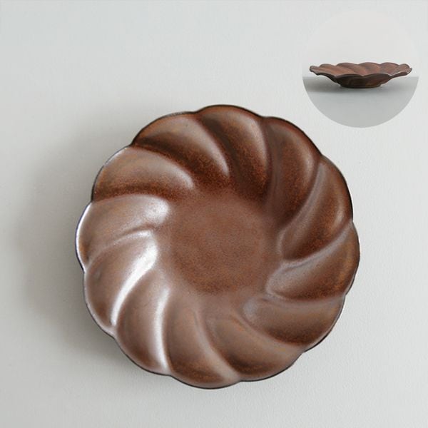 上國料正記　トルネイド皿　ブロンズ　Φ21.5ｃｍ