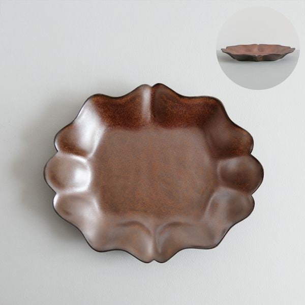 上國料正記　変形だ円中皿　Model・A　大　ブロンズ　21.5×26ｃｍ　