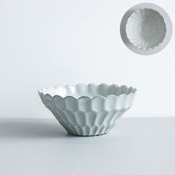 上國料正記　六角紋中鉢　白　H6.5㎝