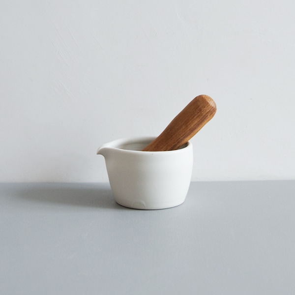 馬場勝文　白磁マット片口すり鉢　小　H6ｃｍ