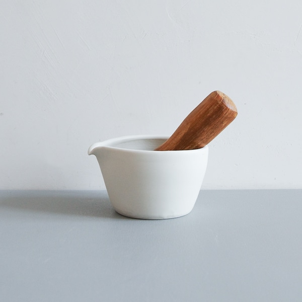 馬場勝文　白磁マット片口すり鉢　中　Model・B　H7ｃｍ