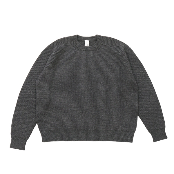 780151　防縮ウール畦　クルーネック　Charcoal　送料無料
