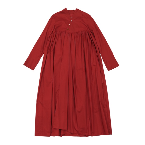 the last flower of the afternoon　静寂の欠片 Funnel neck shirt dress　Agate red　送料無料