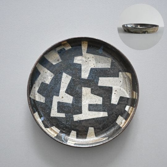 清水しおり｜7寸ドラ皿　青　Model・C　約 φ21.5cm