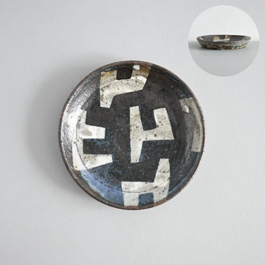 清水しおり｜5寸ドラ皿　青　Model・A　約 φ15cm