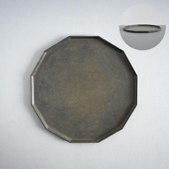 ふじい製作所｜漆と和紙　十二角盆 　白　25㎝×25㎝