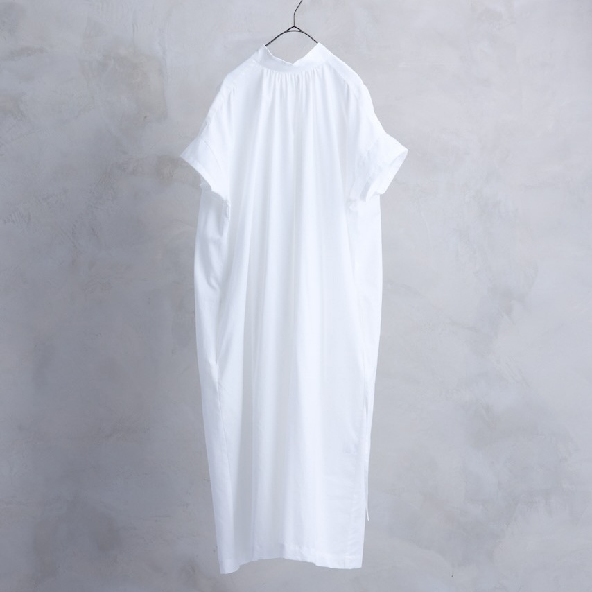 the last flower of the afternoon｜静寂の欠片　Half sleeve back-opened dress［White（白）］