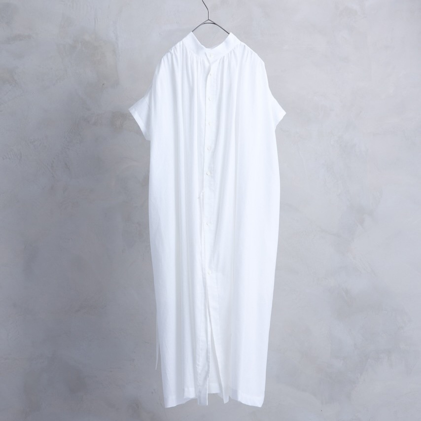 the last flower of the afternoon｜静寂の欠片　Half sleeve back-opened dress［White（白）］