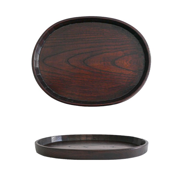 大矢拓郎 欅拭き漆丸盆 栗拭き漆盆 / 大矢拓郎 – うつわと古物
