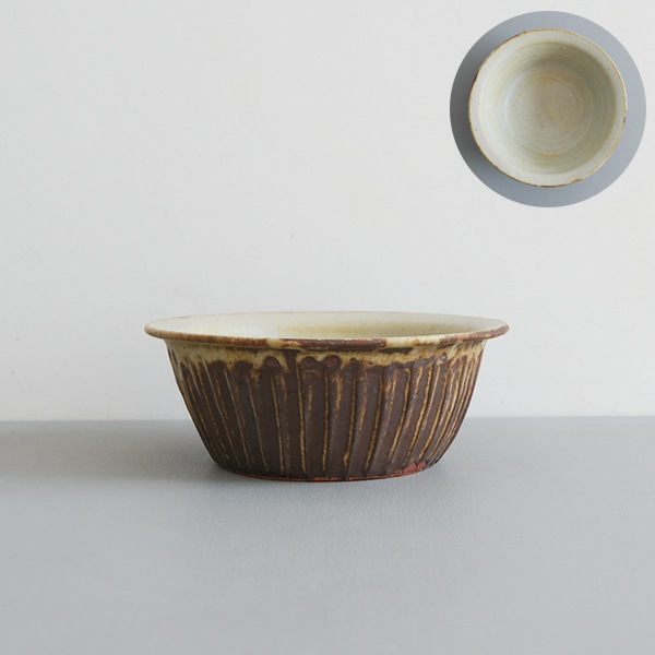 及川静香　削り耐火深鉢　Φ19.5ｃｍ
