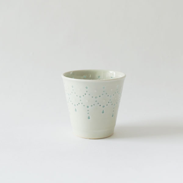 大井寛史　青白磁　蛍手　カップ　中　H8.5cm