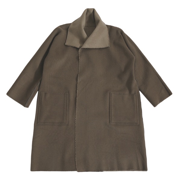 MITTAN ウールリバーコート厚 薄茶×茶 送料無料