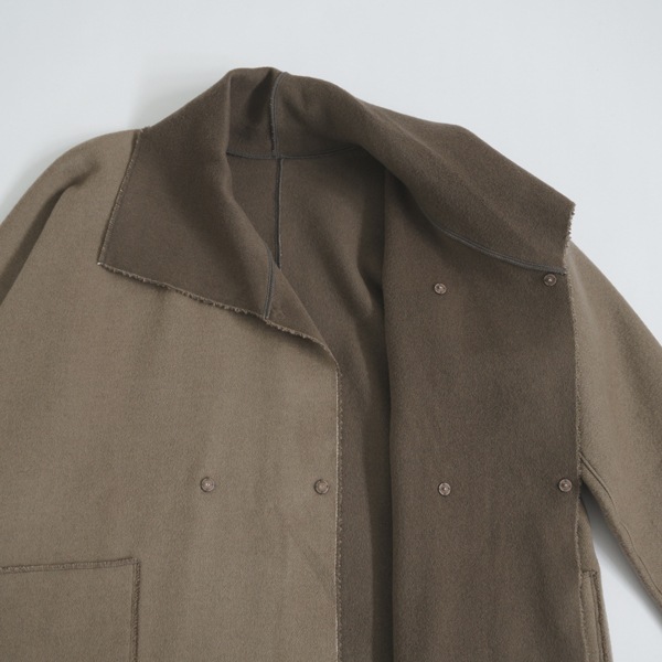 MITTAN ウールリバーコート厚 薄茶×茶 送料無料