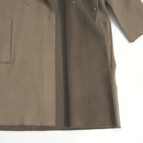 MITTAN ウールリバーコート厚 薄茶×茶 送料無料