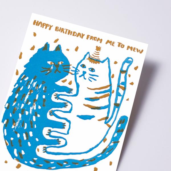活版印刷　happy birthday card　（Cat）