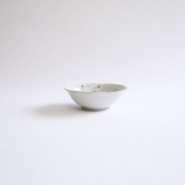 大井寛史・萌子　染付　稜花4寸小鉢