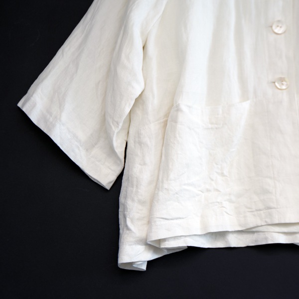kijinokanosei Aラインハーフコート　“ヘンプ-hemp aya-”　White　送料無料