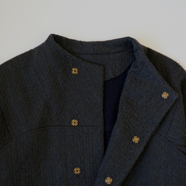 MITTAN　中わた刺し子織ジャケット　灰　送料無料