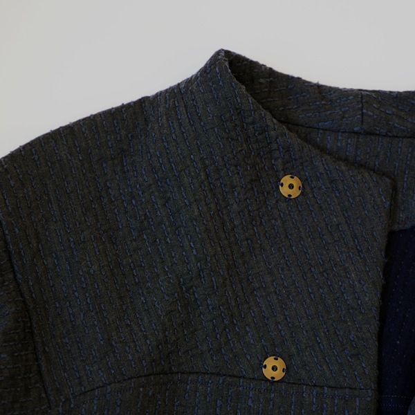 MITTAN　中わた刺し子織ジャケット　灰　送料無料