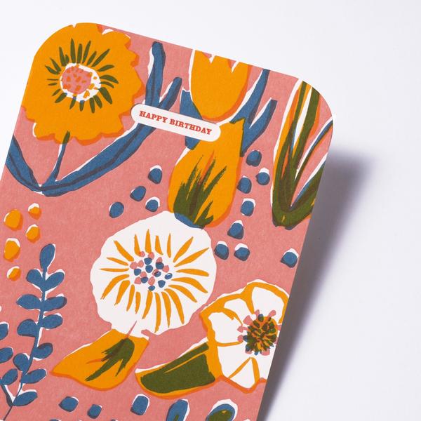 活版印刷　happy birthday card　（flower）