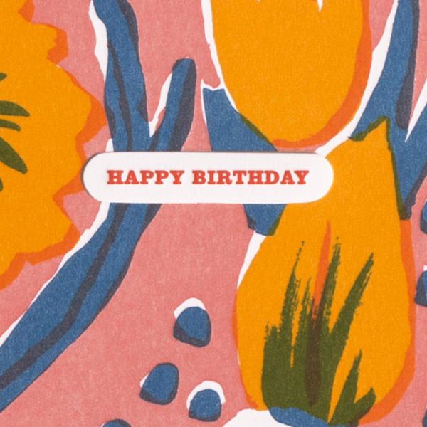 活版印刷　happy birthday card　（flower）