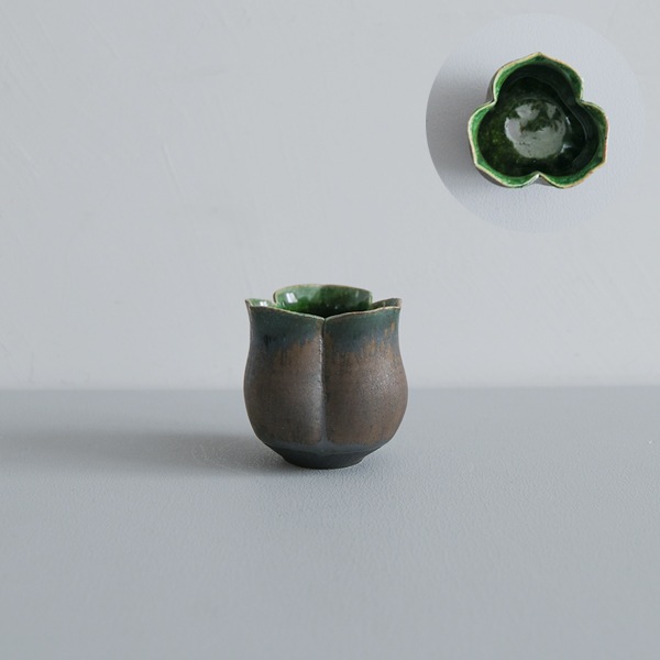 黒木泰等　織部三つ葉筒豆鉢