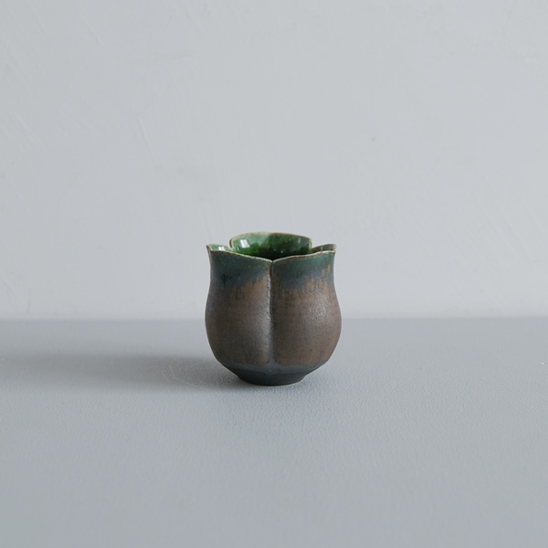 黒木泰等　織部三つ葉筒豆鉢