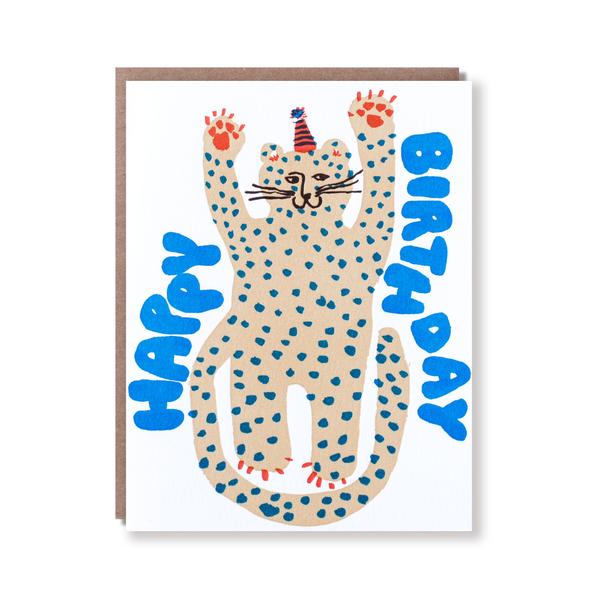 活版印刷　happy birthday card　（チーター）