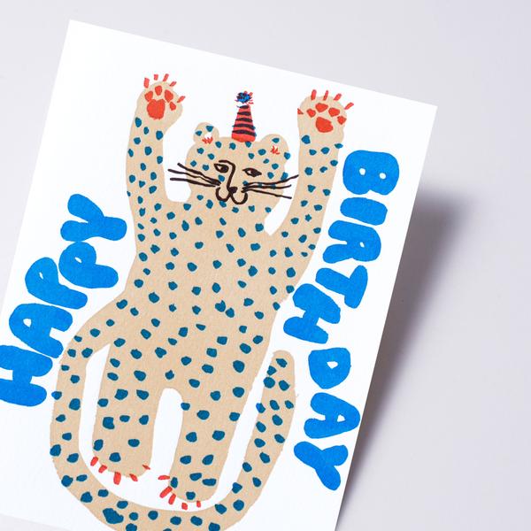 活版印刷　happy birthday card　（チーター）