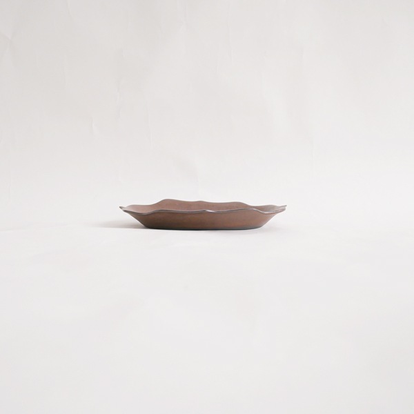 上國料正記　楕円小皿　ブロンズ　11.5×16.5ｃｍ