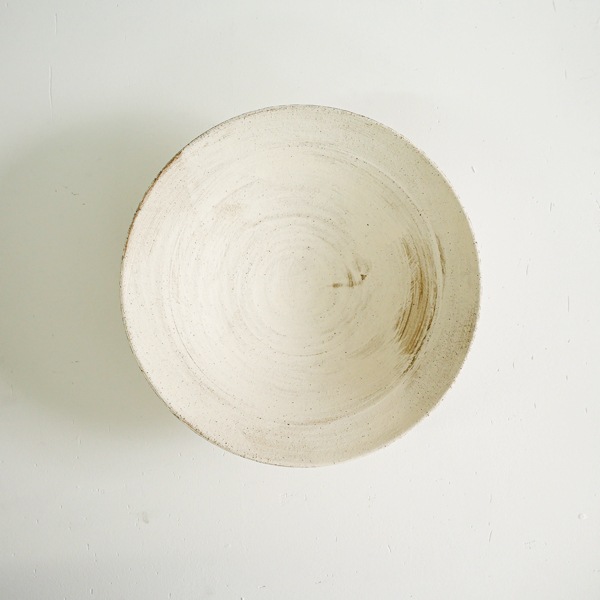 二階堂明弘 やきしめリム鉢 白 Φ27.5cm H7cm
