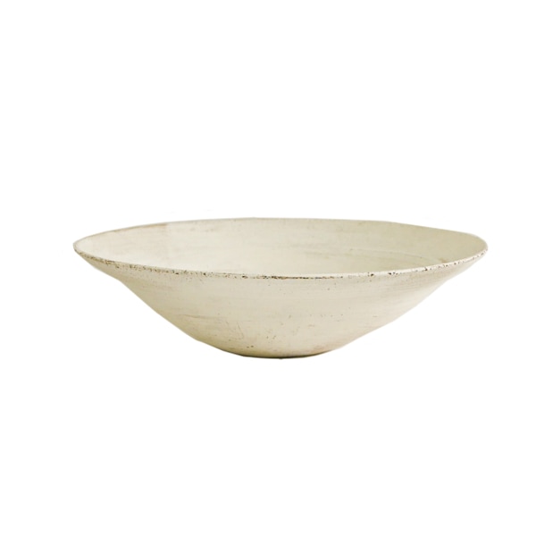 二階堂明弘 やきしめリム鉢 白 Φ27.5cm H7cm
