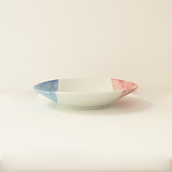 中尾万作　青桃掛分6.5寸皿　Φ19ｃｍ