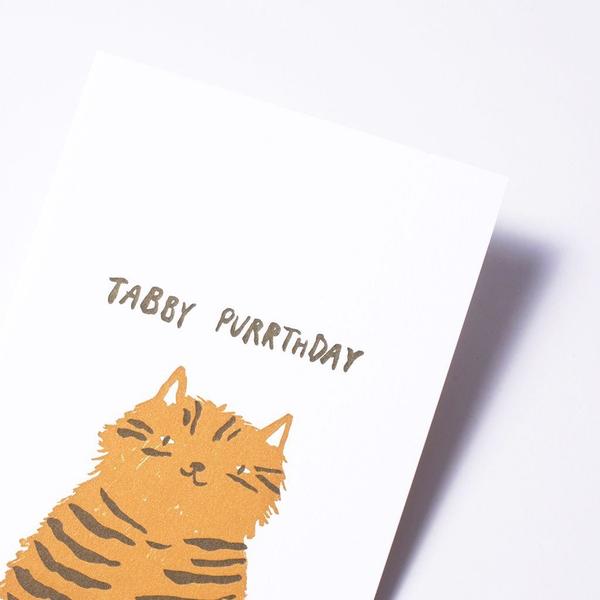 活版印刷　happy birthday card　（tabby birthday）