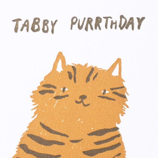 活版印刷　happy birthday card　（tabby birthday）