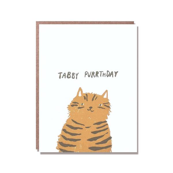 活版印刷　happy birthday card　（tabby birthday）